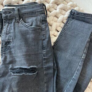 Topshop Distressed Black Skinny Jeans